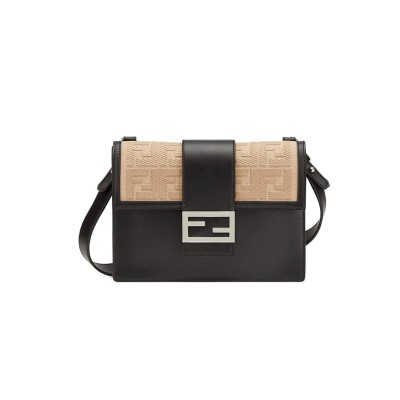 FENDI ZUCCA FF BAGUETTE BLACK SHOULDER BAG 7VA524A9P6F1DZQ (23*16*2cm)